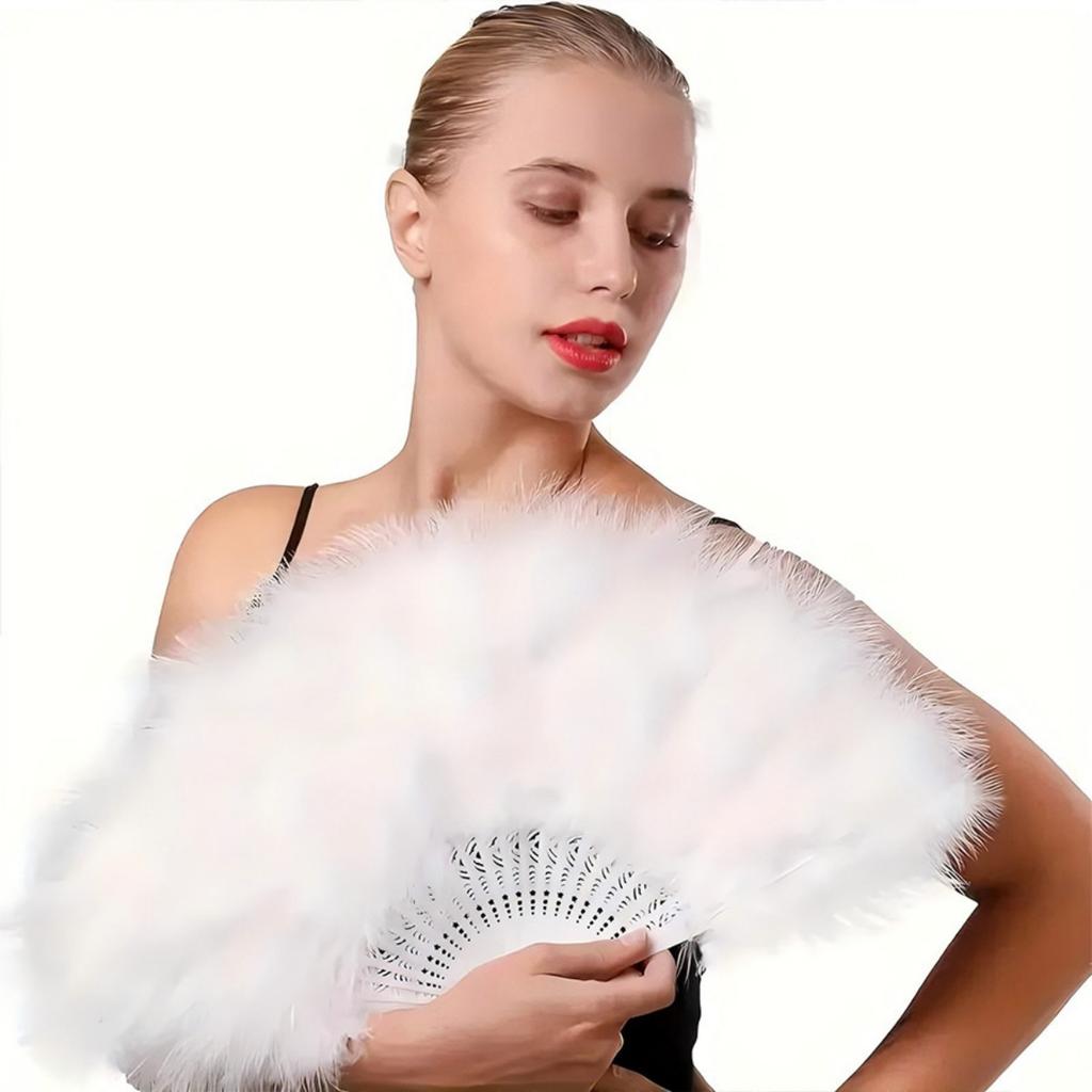 20s Vintage Feather Fan Flapper Dance Roaring Gatsby Burlesque Handheld Marabou Feather Fan Flapper Accessories