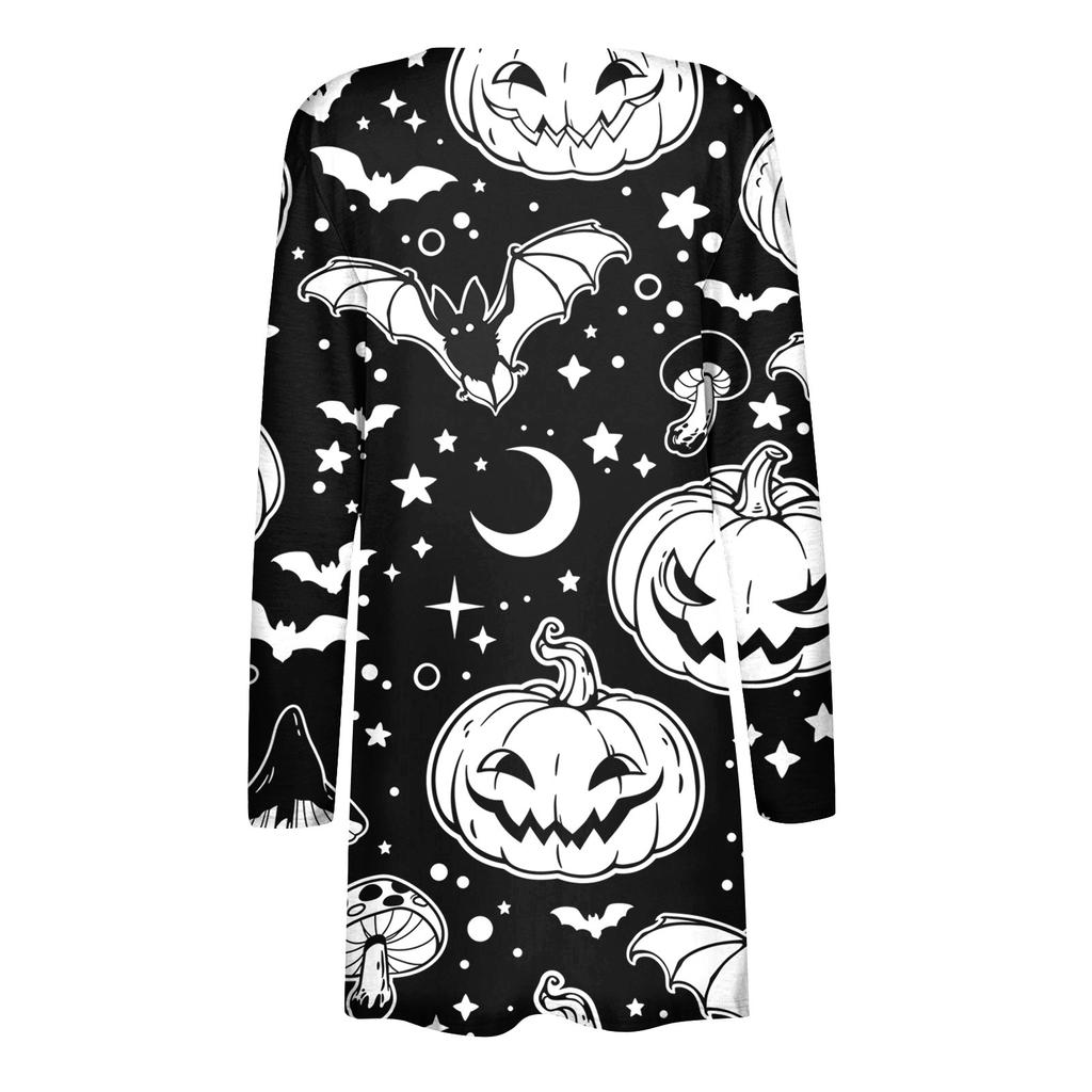 Женская мода Свободные повседневные карманные куртки-кардиганы на Хэллоуин с длинными рукавами Топы