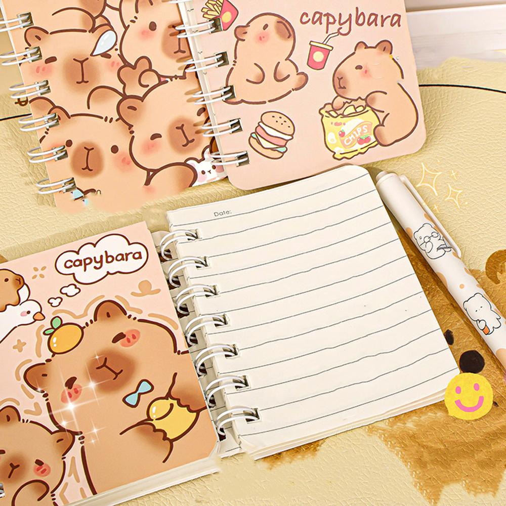 1 шт. Милая Капибара A7 спиральный творческий блокнот мультфильм канцелярские принадлежности школьный дневник мини-блокнот книга