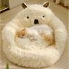 Наполнитель для кошачьего туалета из альпаки, зимнее теплое гнездо с плюшевыми подушками, противоскользящее дно с приподнятыми краями, ПП, хлопок, рельефная кошачья кровать