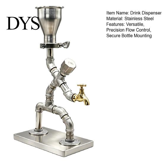 Bar Counter Whiskey Decanter Vintage Industrial Wine Dispenser, Metal Pipe Liquor Dispenser with Brass Tap, Countertop Unique Spirit Vodka Stand, Home
