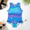 Blue Shiny Mermaid Kids Swimsuit One-piece Baby Girls Fish Scale Print Swimwear Summer Beachwear Bathing Suit
