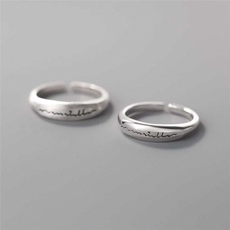 ANENJERY Гладкое открытое кольцо с волнистой щеткой для женщин и мужчин, простое нежное серебряное кольцо на указательный палец, подарок anillos