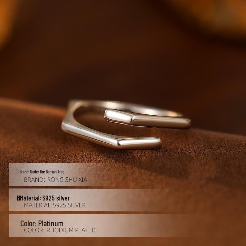 Кольцо Banyan Tree S925 Silver с шестиугольным минималистским открытым индексом - корейская мода