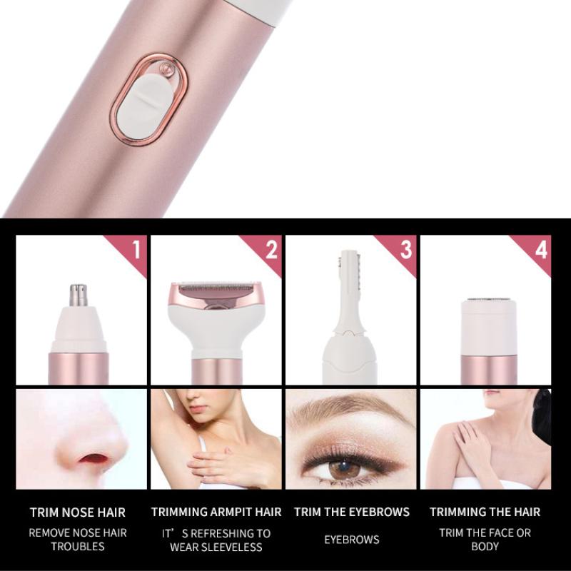 Многофункциональный электрический эпилятор, женский набор для бритья всего тела, триммер для волос в носу, нож для бровей, USB перезаряжаемая бритва