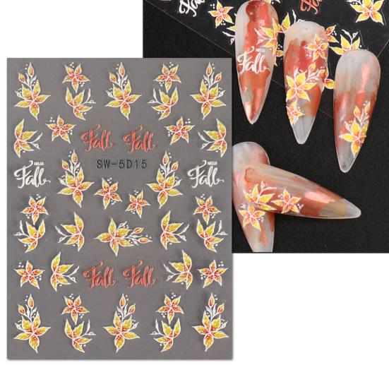 Дизайн ногтей, весенняя трехмерная самоклеящаяся 5D рельефная наклейка, не выцветающая, сделай сам, летний маникюр с цветочным узором подсолнуха