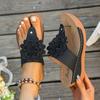 Summer New Large Size Shoes Flower Slope Heel Open Toe Wearing Slippers Women's Sandals