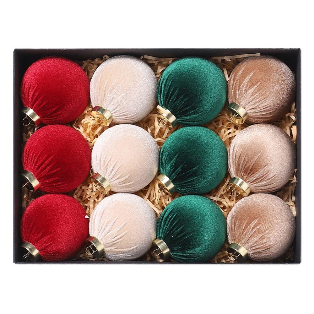 12pcs Plastic Christmas Flocking Balls Pendant Festival Christmas Tree Ornaments  Children Gifts