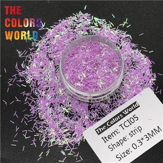 TCT-199 перламутровые переливающиеся цвета 0,3*3 мм мишурная полоска короткая планка для украшения ногтей гель для ногтей блестки для тела ручная работа