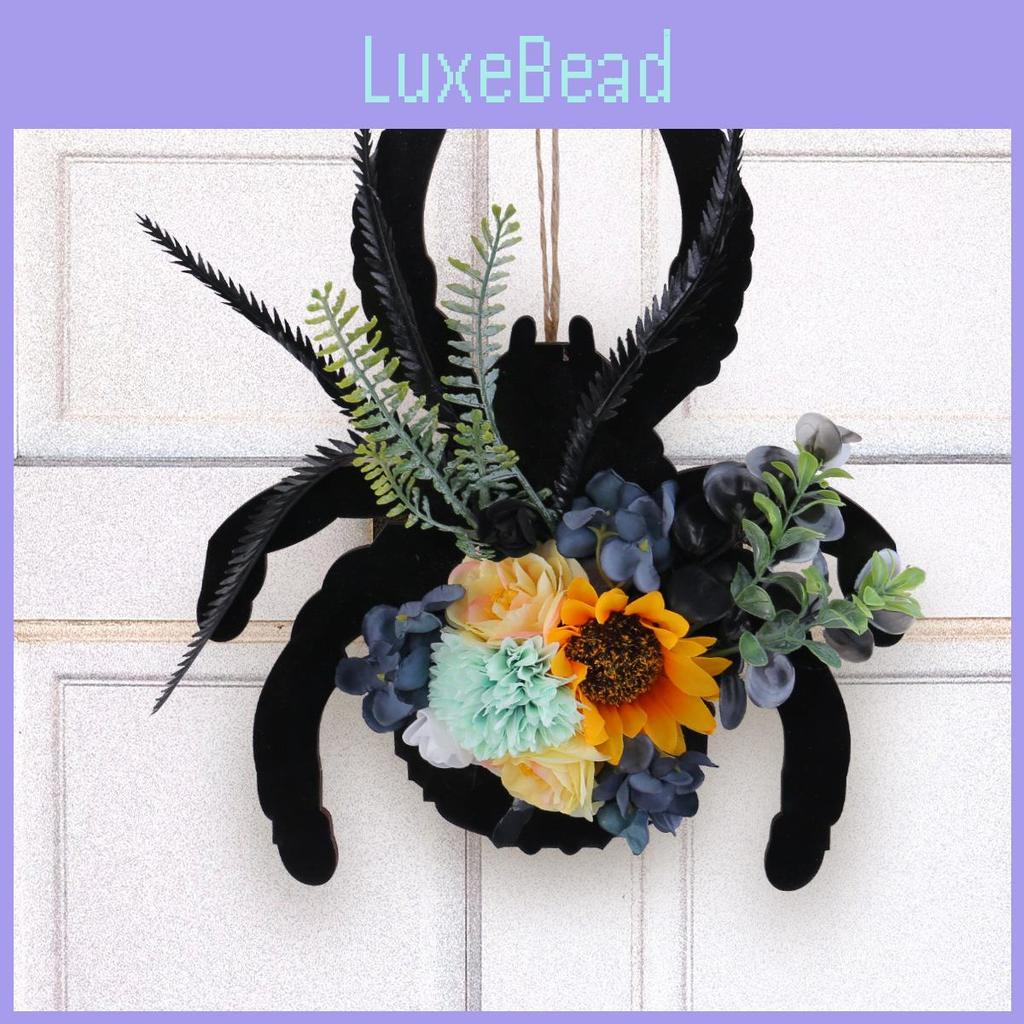 Деревянная табличка «Паук» Подвеска на дверь с искусственными цветами для декора двора на Хэллоуин