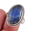 Natural Labradorite Gemstone 925 Solid Sterling Silver Jewelry Ring S.9.5 N7h23