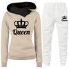 2024 Весна и Осень Женский Комплект Из Двух Частей Толстовка С Капюшоном QUEEN Печатный Спортивный Комплект Толстовка С Капюшоном Для Бега Спортивные Штаны