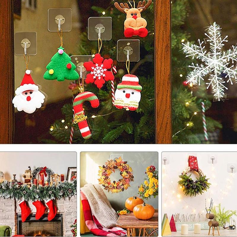 10Pcs Transparent Wall Hooks Waterproof Oilproof Self Adhesive Hooks Reusable Seamless Hanging Hook for Kitchen Bathroom Office