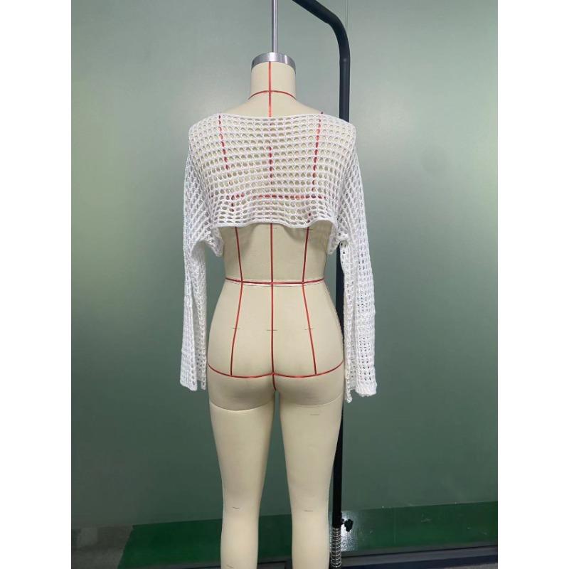 Женские накидки на осень, женский свитер с крючком для рук, повседневный, ультракороткий, расклешенный рукав, сексуальный, сетчатый, накидка