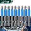 10PCS 50MM PH2 Anti Slip Electric Hex Shank Magnetic Cross Head Screwdriver Bits Tools