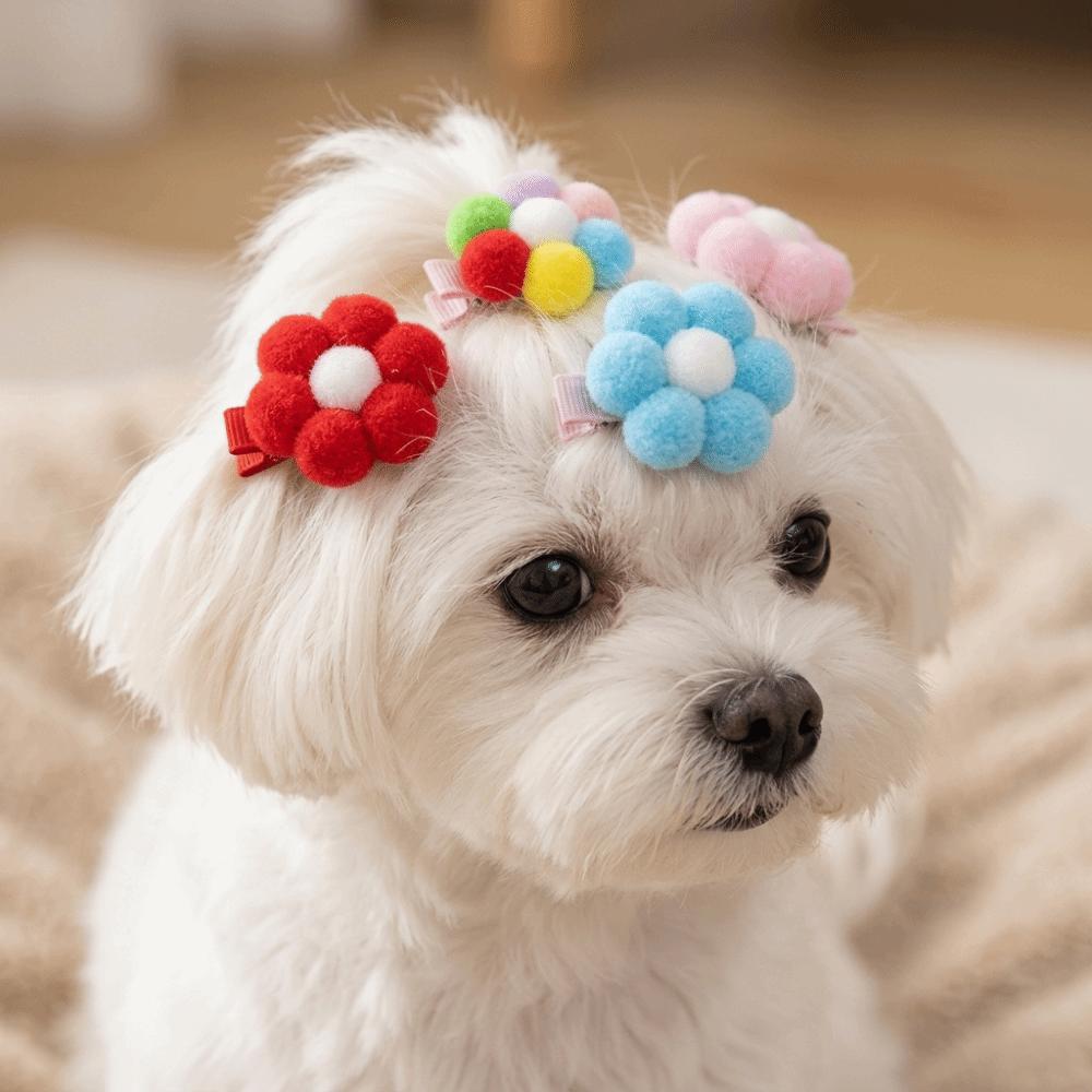 24 Pcs Pastel Tones Pet Flower Hair Accessories Pet Head Flower Ornaments Holiday Gathering