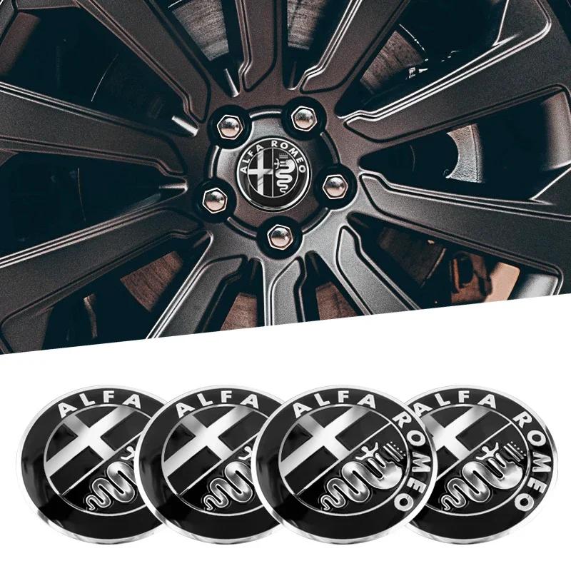 For Alfa Romeo 60mm/65mm Car Wheel Rim Tire Hubcap Sticker Decals for Alfa Romeo Giulia Giulietta 159 156 MITO Stelvio 147 Sport