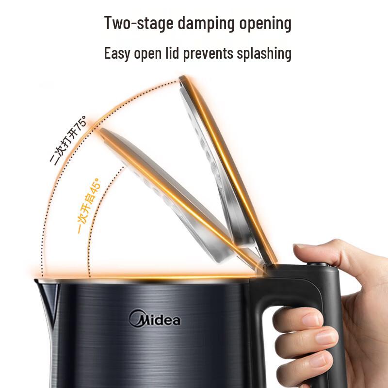 Midea 304 Stainless Steel Double-Layer Anti-Scald Electric Kettle CN plug (adapter included)