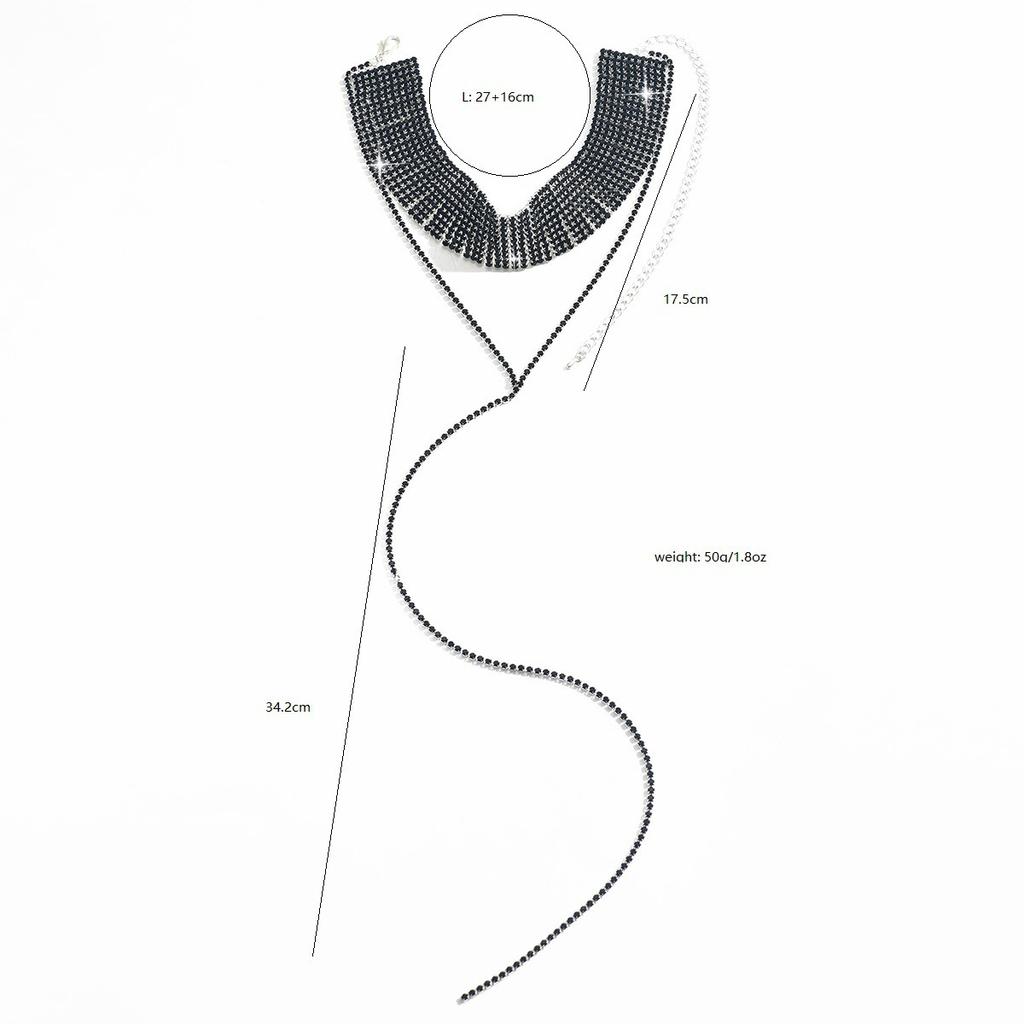 Сексуальная двойная цепочка на шею с супер-блестящей длинной бриллиантовой цепочкой на ключицу
