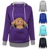 Women Solid Long Sleeve Pet Big Pockets Velvet Hoodies Pullovers Sweatshirt Top