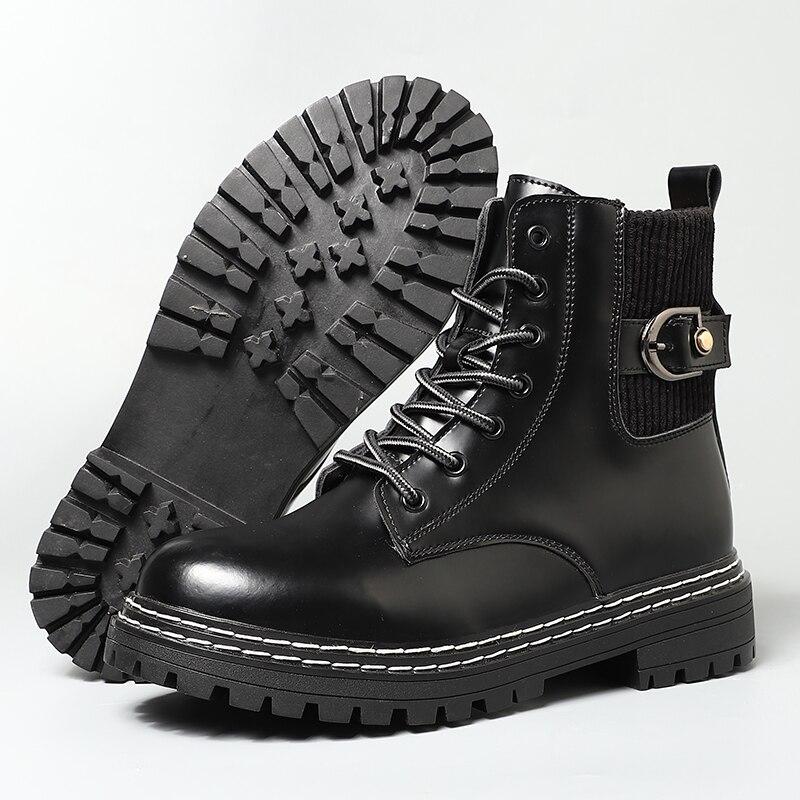 Женские мотоциклетные ботинки, зимняя обувь из мягкой кожи, черные Botas на танкетке, женские туфли на платформе со шнуровкой, женские винно-красные Botas Mujer