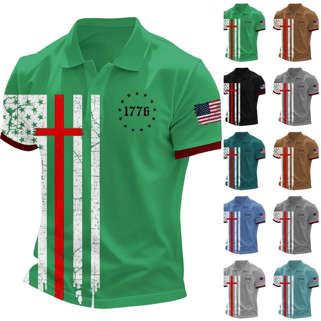 Модный мужской повседневный топ с коротким рукавом и принтом «День независимости»