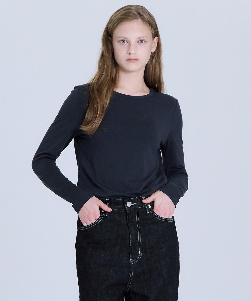 BASIC HOUSE Women'S Slim Fit Spandex Long Sleeve T-Shirt Navy Lats0208