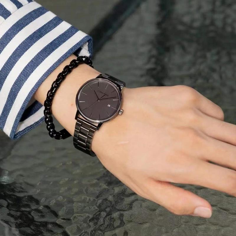 CALVIN KLEIN watch quartz movement steel strap gray dial men's watch gift box available link three-hand steel strap watch 25200054