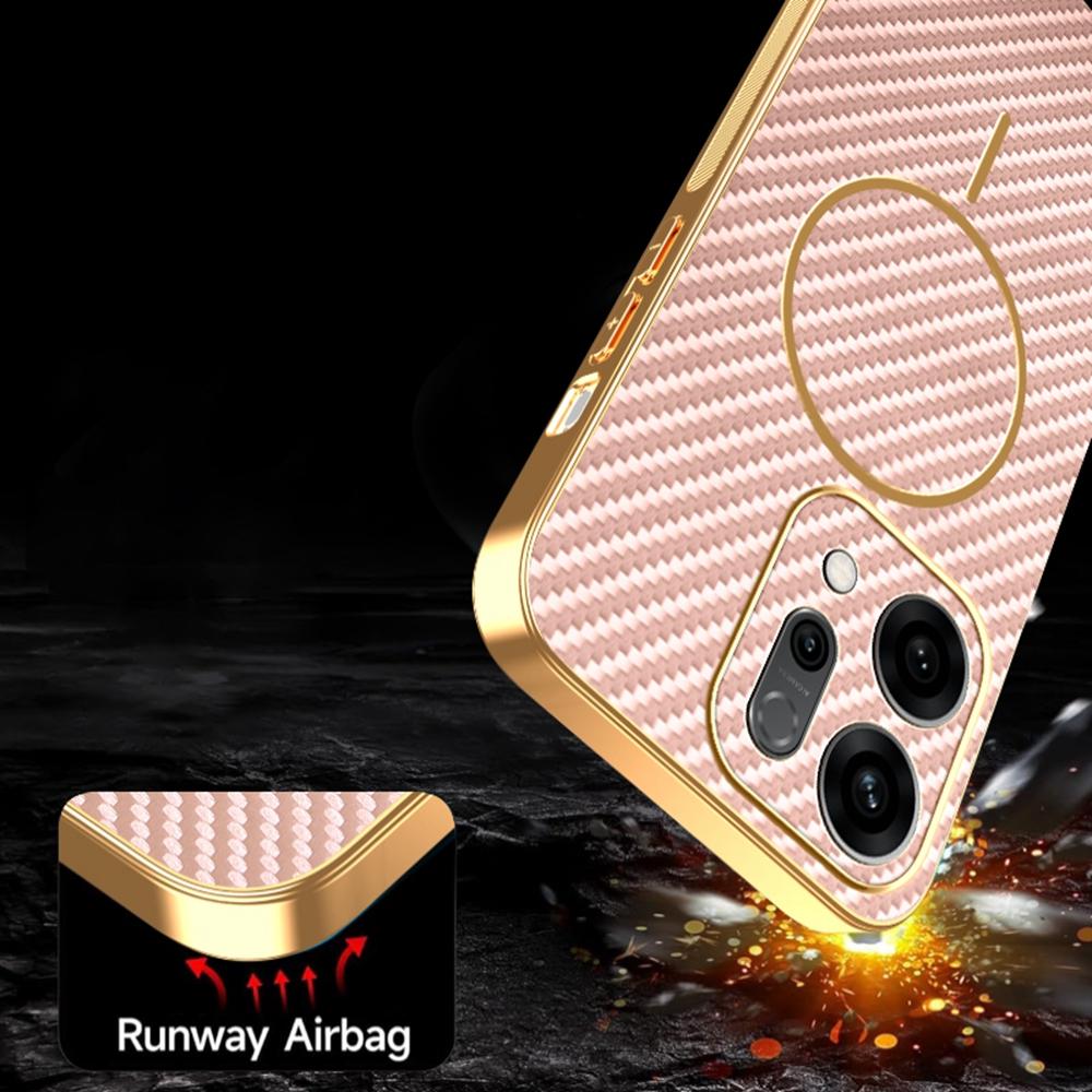 For Oppo Reno14 5G (Global) Case Carbon Fiber Textured Electroplated TPU Back Cover