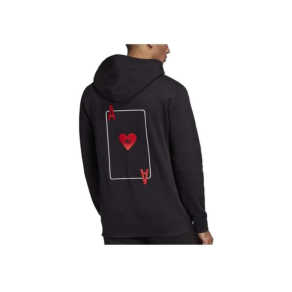 Adidas Оригинальная толстовка с трилистником и валентинкой с узором в виде покера на спине, мужская толстовка с капюшоном, черная FH7887