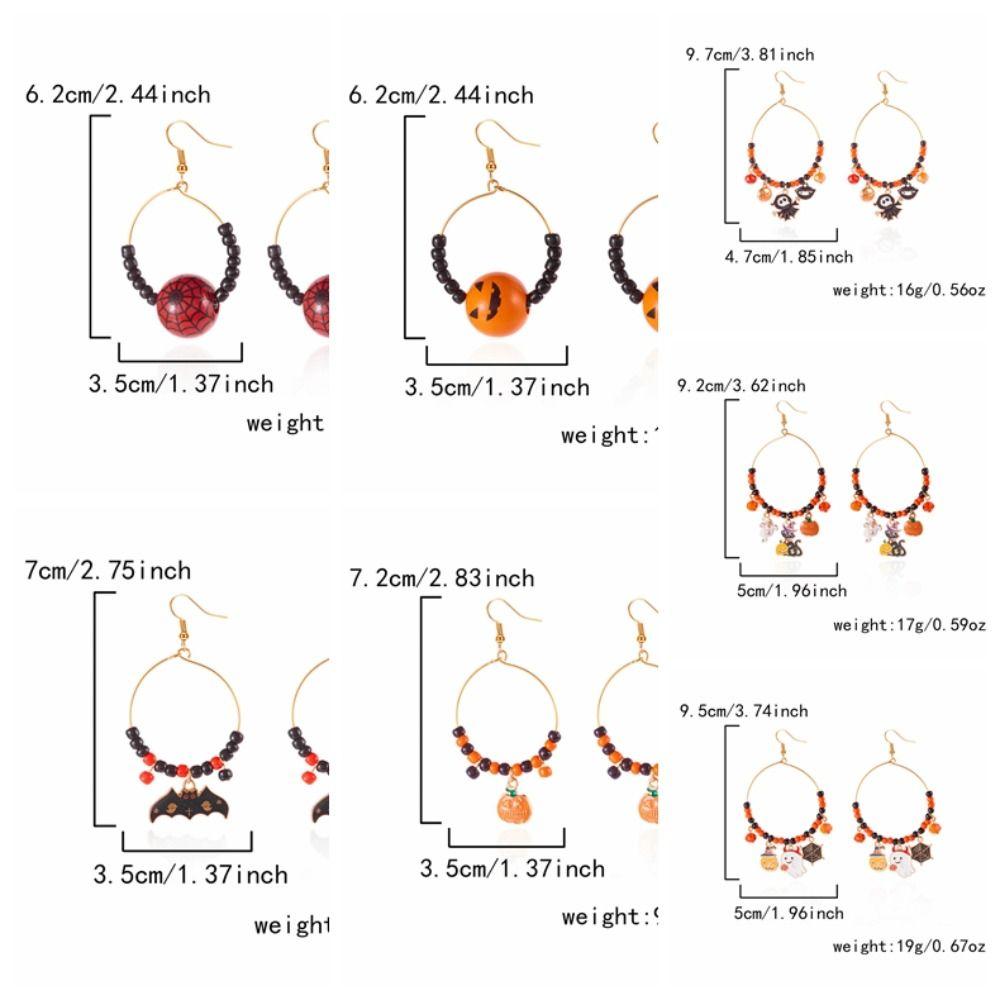 Круглые серьги на Хэллоуин с бусинами, серьги-подвески с привидениями, модные серьги-кольца с тыквами, для девочек