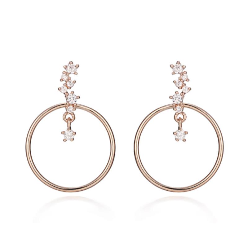 ELLE Jewelry 14K Circle Line Earrings (Gold Pin) ELGPEE075