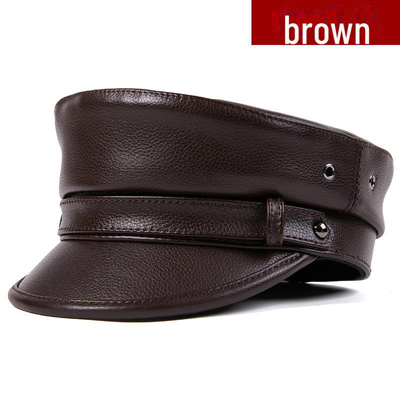 Унисекс натуральная кожа капитанская шляпа: Немецкий берет в стиле ретро-панк-мотоцикла Harley.
