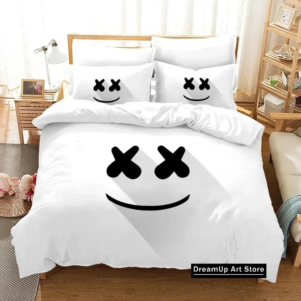 Модный 3D-печатный комплект постельного белья DJ Marshmello для мальчиков и девочек, размер Twin, Queen, Full, пододеяльник, наволочка, кровать, спальня взрослого