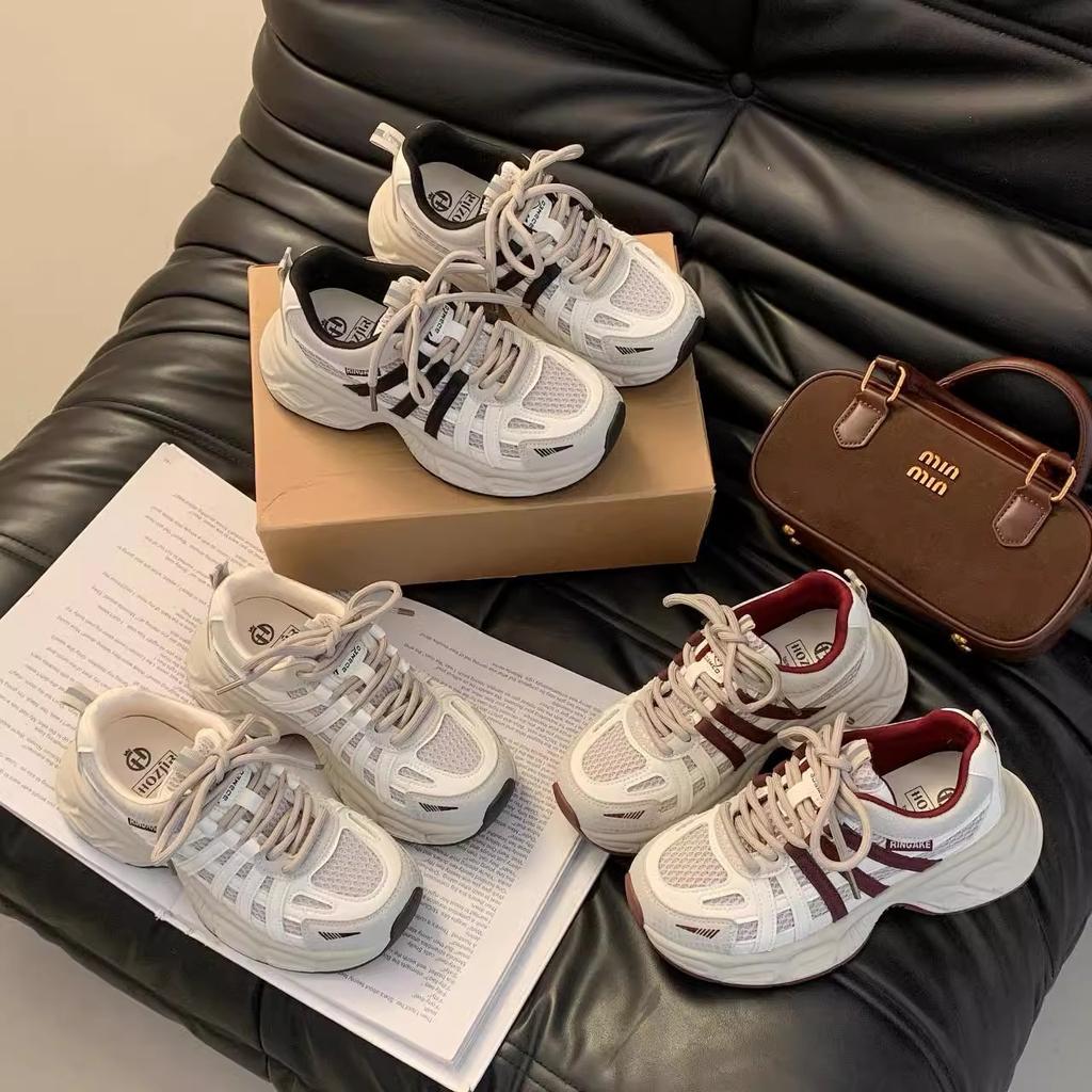 Ретро универсальные кроссовки на платформе для женщин, новинка 2025 года, с небольшой высотой подъема, удобные и легкие повседневные спортивные туфли