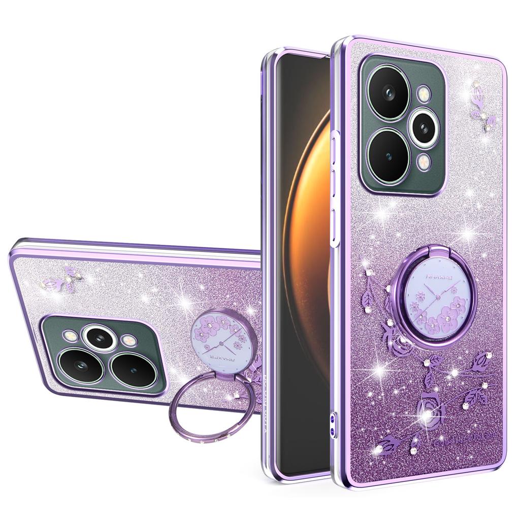 For Realme 15 Pro 5G Case Ring Kickstand TPU Flowers Phone Cover Gradient Glitter
