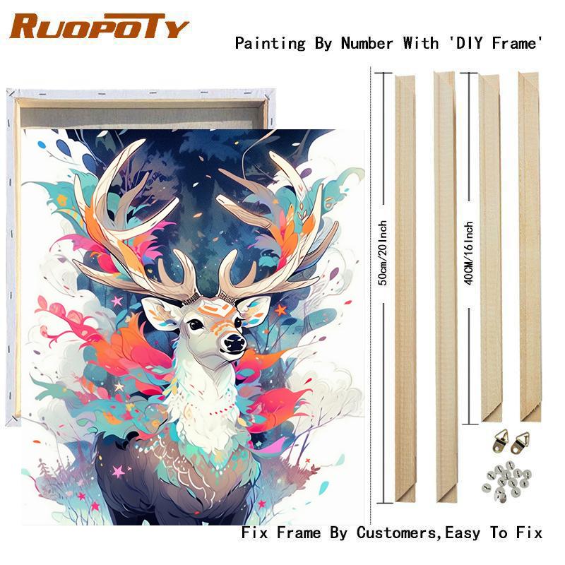 Рамка для рисования по номерам для взрослых, декоративные картины с оленями и животными, рисунок по номерам, домашний декор, уникальный подарок 40x50 см