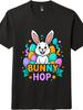 Винтажная хлопковая футболка с принтом 'Bunny Hop Easter Bunny Egg' Повседневный топ для мужчин и женщин