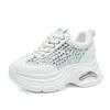 Fashion 8CM Women Casual Shoes Fashion Sneakers Platform High Heel Chunky Sneakers Walking Shoes Spring Autumn Bling Rhinestone