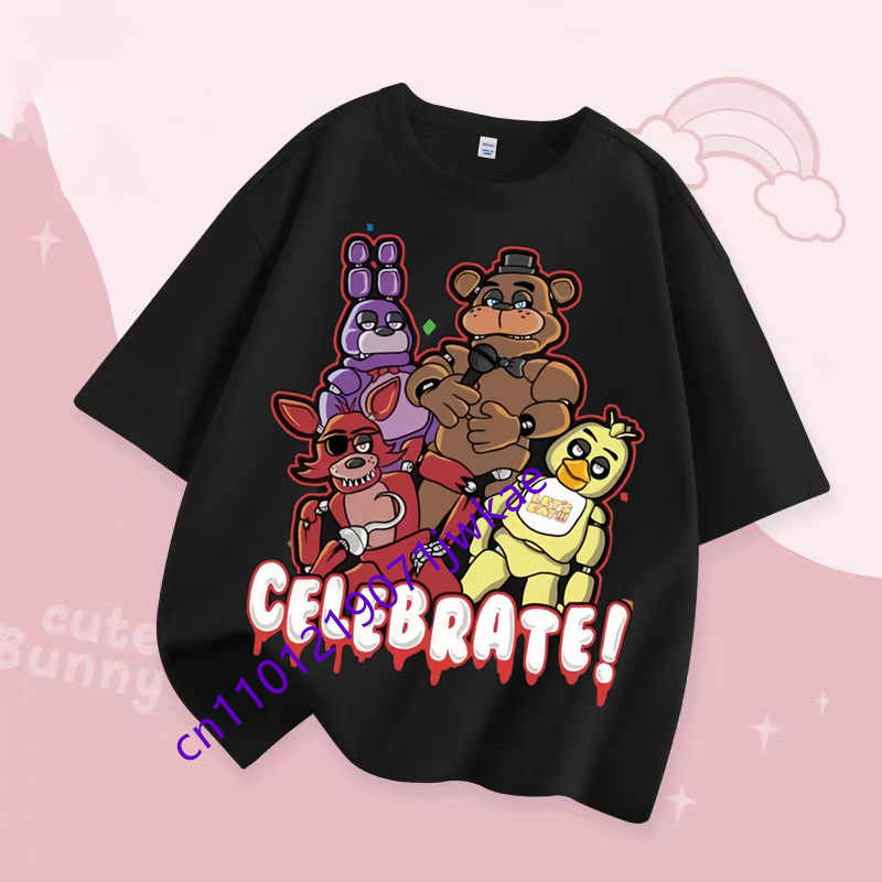 FNAF Дышащие футболки Детские Пять Ночей с Фредди Милый Топ с коротким рукавом Мальчики Девочки Летняя Модная Футболка Детская Одежда