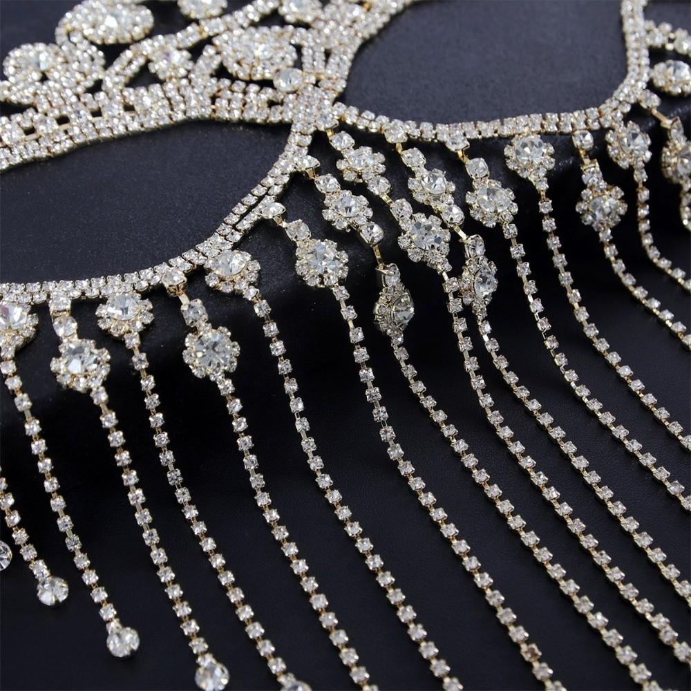 Luxury Face Chain Retro Veil Mask Bohemian Style Rhinestone Mask for Women
