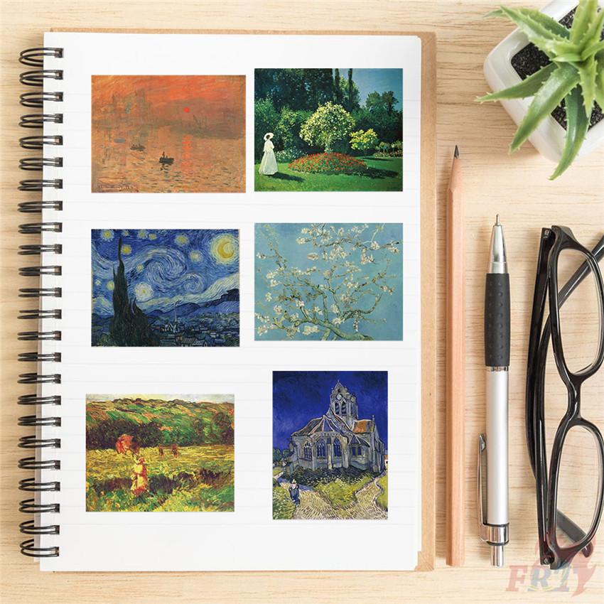 100Pcs/Set Famous Oil Painting Stickers DIY Fashion Decals Stickers