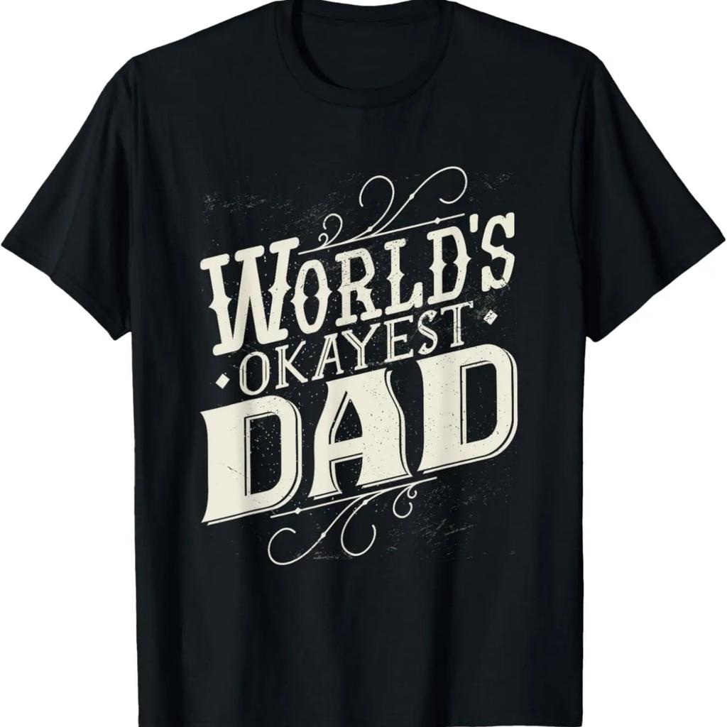World's Okayest Dad Funny Fathers Day Vintage Graphic T-Shirt
