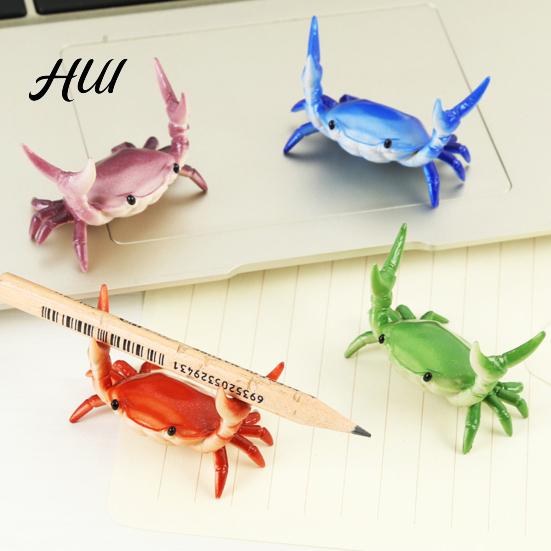 Creative Pen Holder Weightlifting Crab Desktop Organizer Decorative Ornament Desk Accessory for School Office Home PVC
