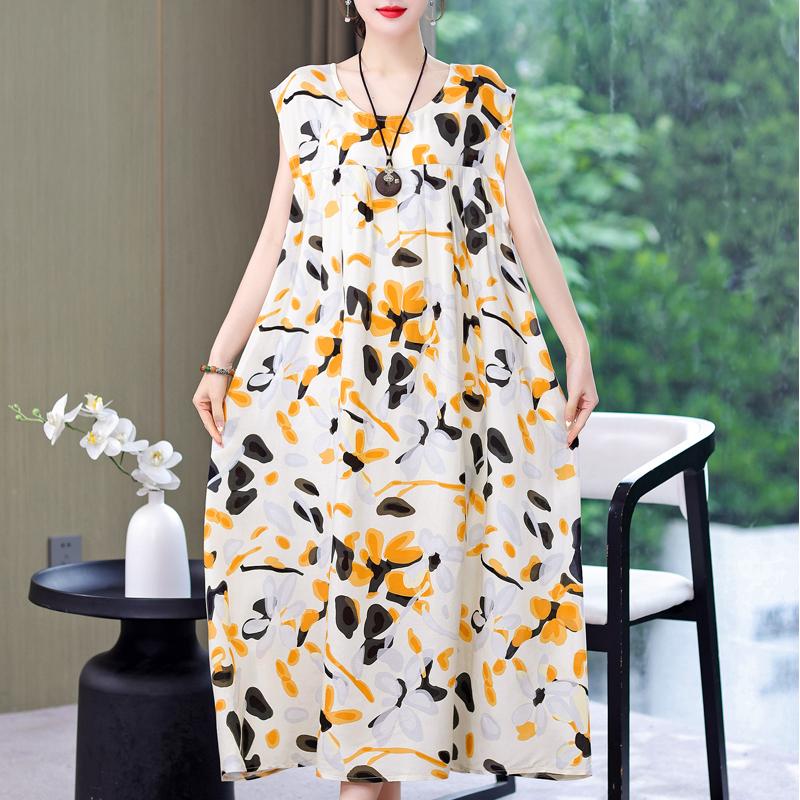 Летнее винтажное платье больших размеров, женские свободные повседневные элегантные длинные платья без рукавов большого размера