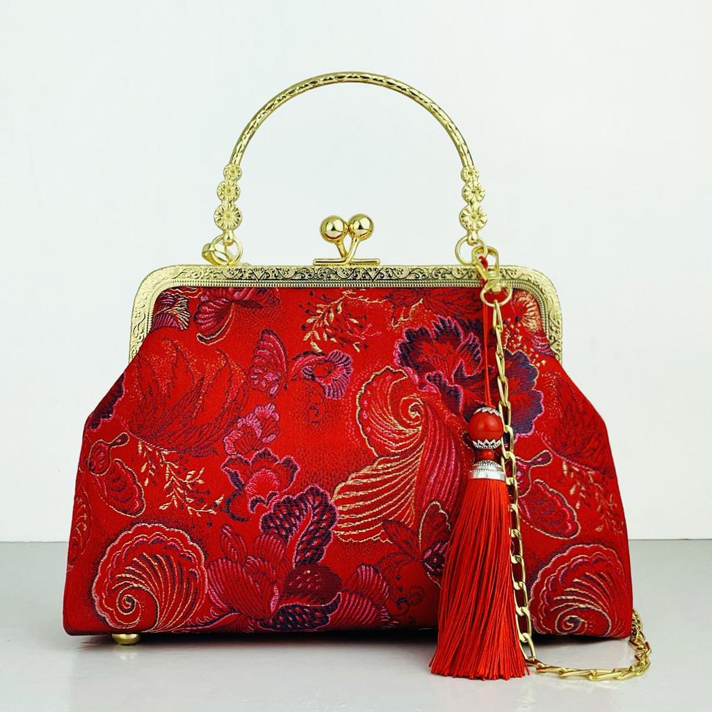 Fashion Silk Bag Tote Shoulder Crossbody Chain Women Handbag Embroidery Chinese Cheongsam Female   Bags Clutch Purse