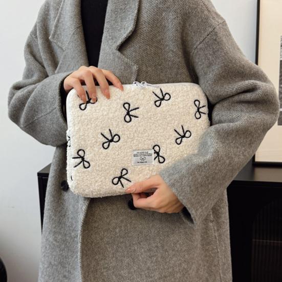 Милый чехол для ноутбука с вышивкой, мягкая сумка для планшета, застежка-молния, ударопрочный плюш