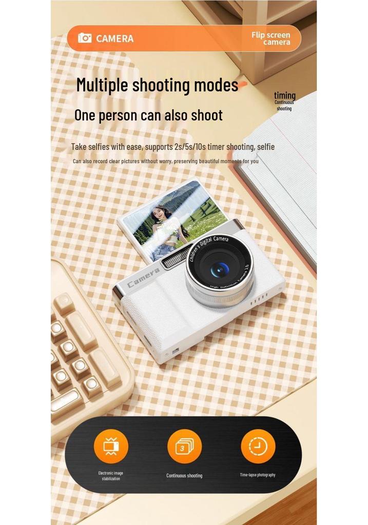 HD Flip Screen CCD Digital Camera with Selfie & Travel Features for Students