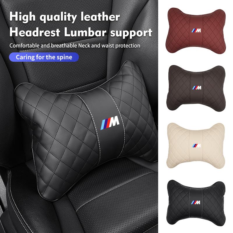 WCHT7 For BMW Leather Car Headrest Lumbar Support Neck Pillow Waist Cushion Auto Accessories E30 E34 E36 E39 E46 E52 E53 E60 E61 E62