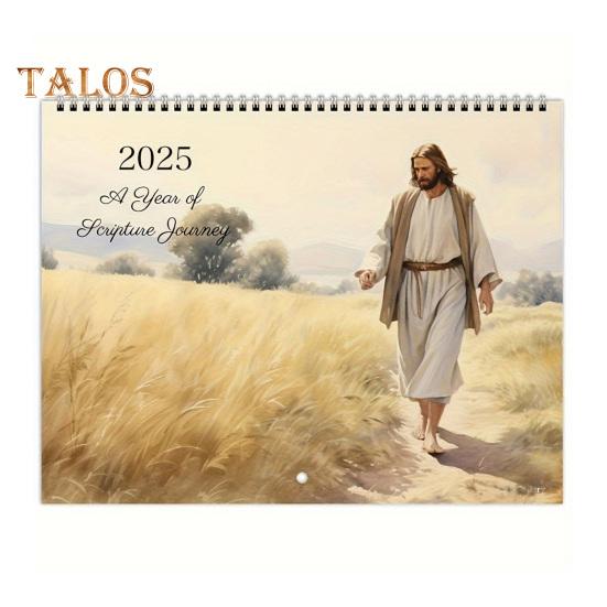 Иисус 2025 Настенный календарь Иисус Искусство Иллюстрации Настенный календарь Ежемесячный планировщик Религиозные стихи из Библии Календарь Подарок для христианских друзей семьи